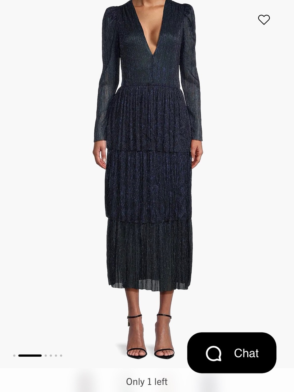Sabina Musayev Midnight Blue Long Sleeve Tiered Midi Dress